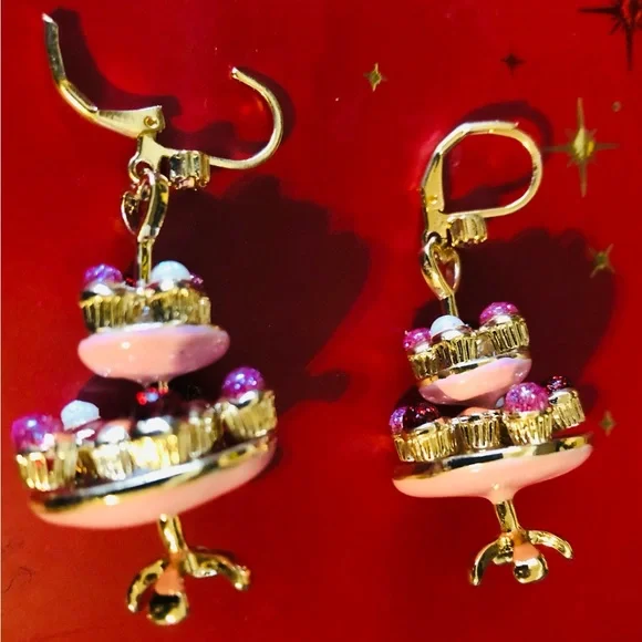 Authentic Betsey Johnson Cupcake Tree Earrings NWT - Picture 2 of 12